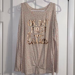 Justice Latte Front Tie Shirt